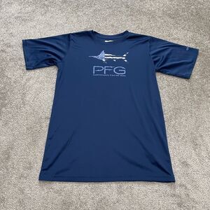 Columbia PFG Tidal Tee T-Shirt Boys XL Blue Crew Neck Short Sleeve Casual Fish